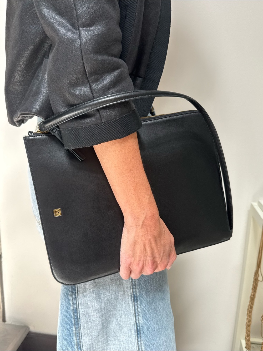 Toteme Black Smooth Leather Top-Handle Briefcase